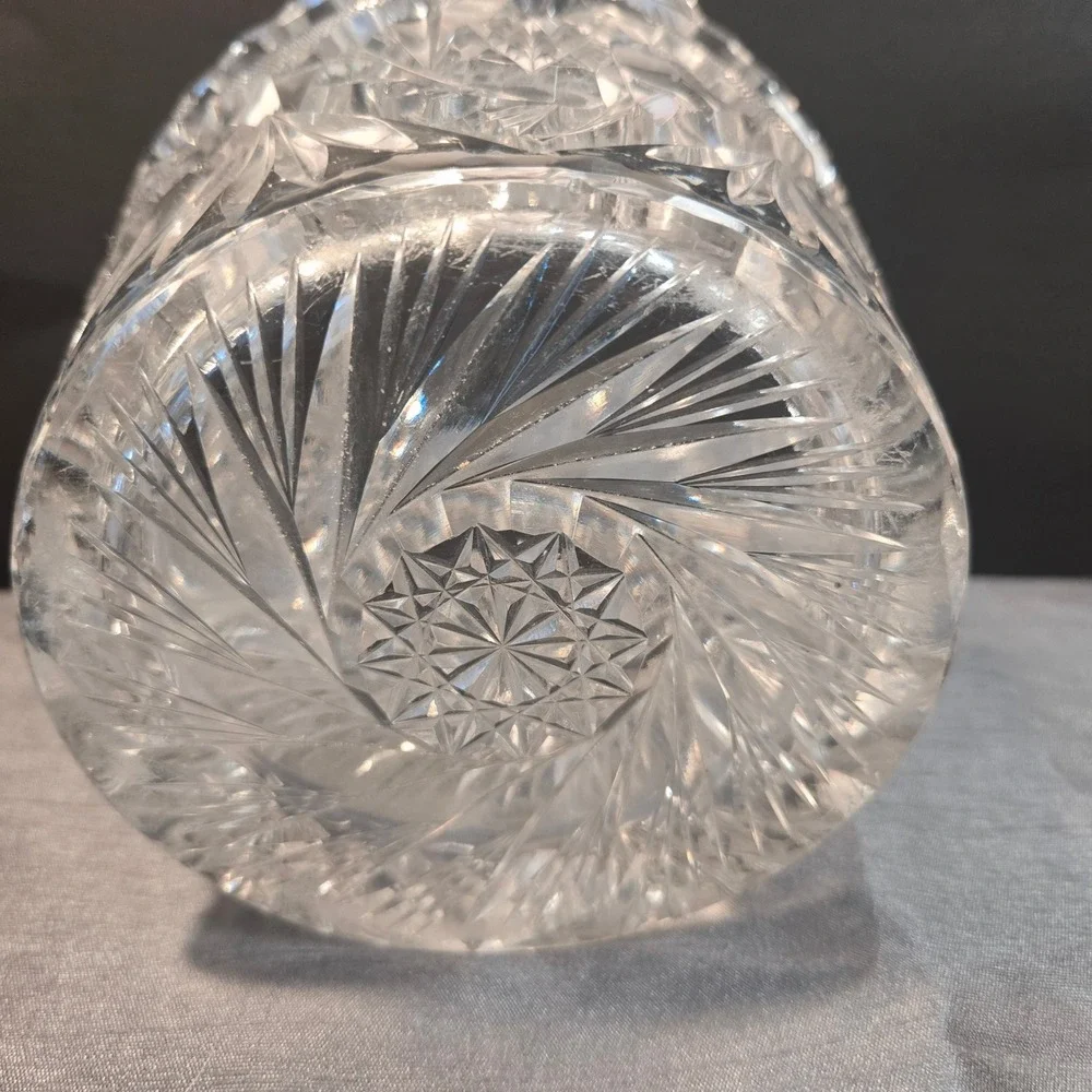 Antique ABP American Brilliant Cut‎ Glass Tab Handled Ice Bucket